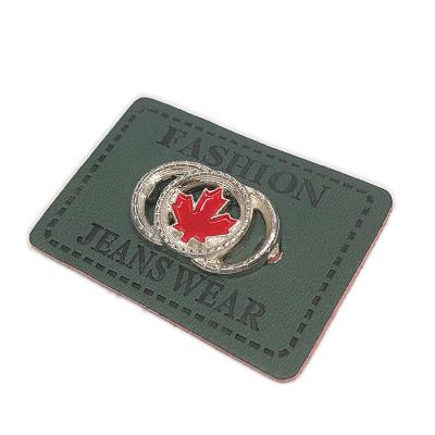 China Viable Manufacturer Custom Leather Patch Logo Embossed Slim Leather Label For Garment for sale