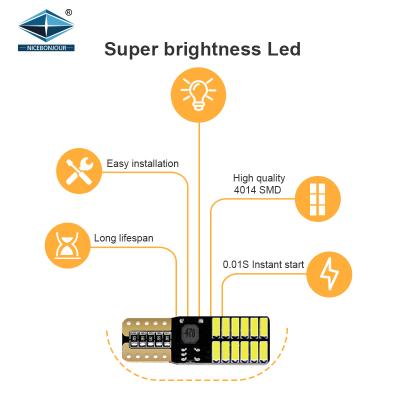 China Popular canbus no error 12v t10 4014 canbus 24smd car 194 led lights interior car width lights dome light for sale