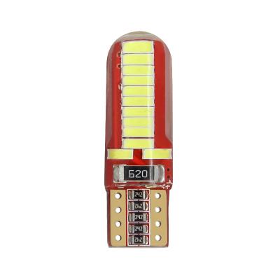 China Hot Selling Canbus Auto Lighting System T10 Leads Silicone Car Light 4014 24SMD Canbus LED T10 Silicone Bulbs for sale