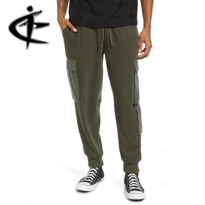 China New Custom Made Fashion Men's Anti-Wrinkle Comfort Rib Cinch Leg Side Pockets Casual Cargo Pants for sale