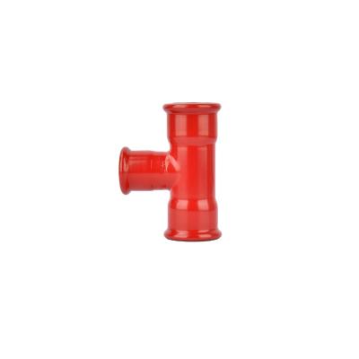 China Equal Carbon Steel Red Color Tee Factory Production Carbon Steel Hot Press Fittings PE Coating for sale