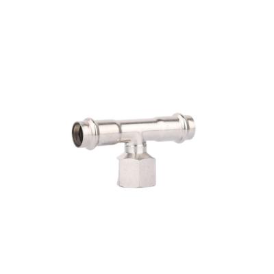 China Water System Pipeline Inox Press Fitting Stainless Steel Water Pipe Fitting Female Tee for sale