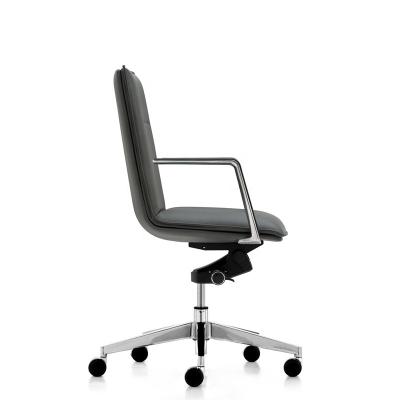 China (Height) Mid-back China Adjustable Aluminum Base And Armrest Office Chair Leather Used Executive Reception Bank Waiting Chair for sale