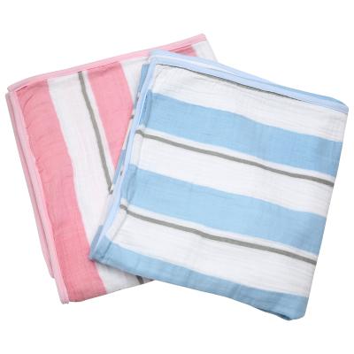 China Eco-freindly Wholesale Double Layer Baby Blanket Muslin Blankte Lightweight Folding 100% Cotton Towel for sale