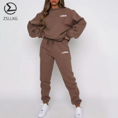 China High Quality Breathable 2 Piece Unisex Sweatsuit Set Womens Brown Plus Size Hoodies Tracksuits Tracksuits for sale