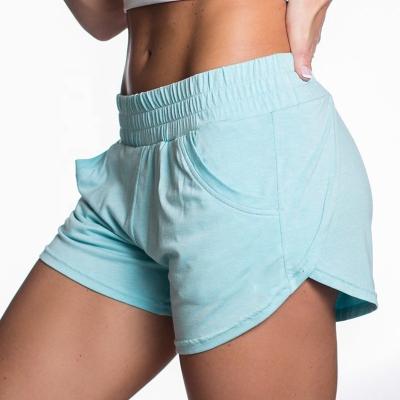 China Anti-wrinkle Custom Branded Cotton Spandex Workout Fashionable Comfortable Women Joggig Sports Shorts for sale