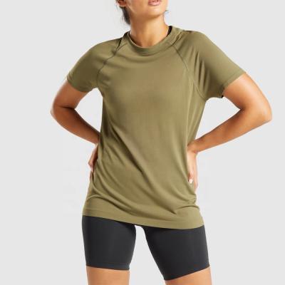 China Summer Women Anti-Wrinkle Gym Workout Shirts Short Sportswear Girls Super Soft Sleeve Casual T-shirts Wholesale for sale