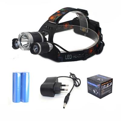 China 2*18650 Battery Convenient Waterproof Rechargeable Plastic Full Head Headlight 4 Modes T6 LED Head Lamp for sale