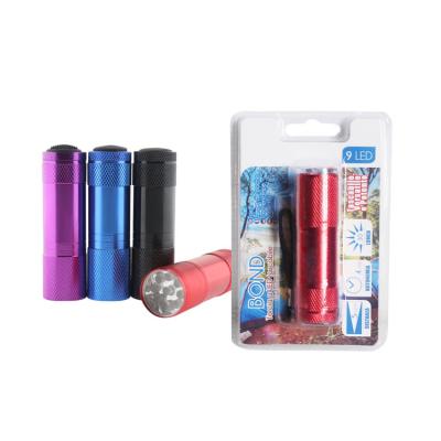 China Hot Selling Colorful Mini Emergency Blanket 9 Led Flashlight In Blister Pack For Supermarket for sale