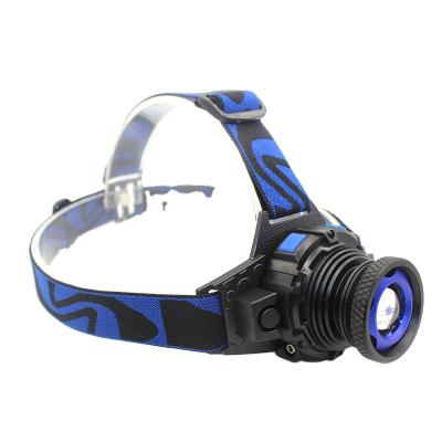 China Emergency Aluminum Alloy Material 5000 Lumens High Power Zoom Waterproof Rechargeable 18650 LED Long Range Li-ion Headlight for sale