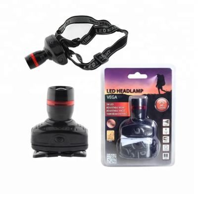 China Emergency 3 Mode Black LED Headlamp Even Lightweight Plastic Zoomable Mini Headlamp for sale