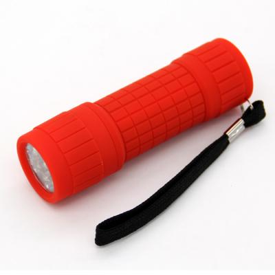 China Market Promotional Gift 9 LED Colorful Choice Camping Plastic Rubber Light Torch Mini Flashlight for sale