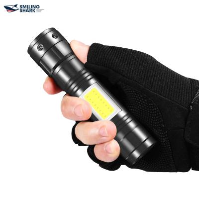 China Strong Light Multifunctional Smilingshark USB Rechargeable Torch Light With Zoomable Power XML-T6 LED Stretch Flashlight for sale