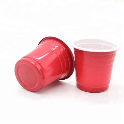 China 6OZ PP Disposable Double Wall Disposable Coffee Cup Red Plastic Cup With Logo for sale