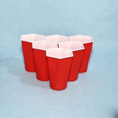 China Disposable 16oz Square Customize Red Disposable PP Plastic Cup For Party for sale