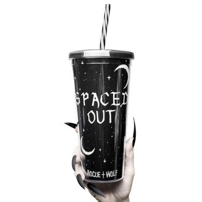 China Halloween 22oz Viable Reusable Wall Free Reusable Wall Mounted BPA Travel Coffee Smoothie Cup Coffee Travel Plastic Tumbler With Straw for sale