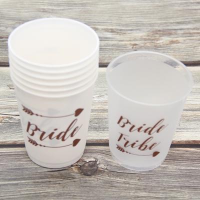 China Disposable 16oz Bride Tribe Popular Plastic Cylindrical Frosted Cups For Wedding for sale