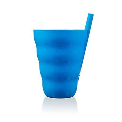 China Sustainable 10 Ounce Drink Cups Milk Sip Cups Straw Cup Mug Plastic Colorful With Built In Straw For Kids for sale