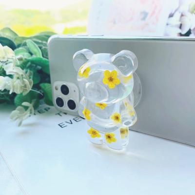 China Just Smart Adjustable Cell Phone Stand Phone Holder With Epoxy Real Flower Straight Phone Holder For Iphone 12, XR, 6,7 Series for sale