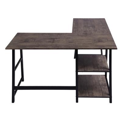 China Industrial Industrial L Shaped Corner Computer Desk With Shelf for sale