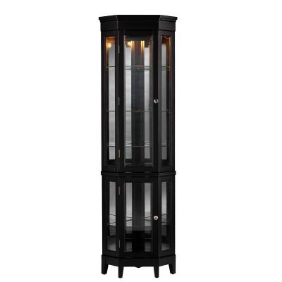 China K/D Modern Glass Display Cabinet Black Curiosity Cabinet for sale