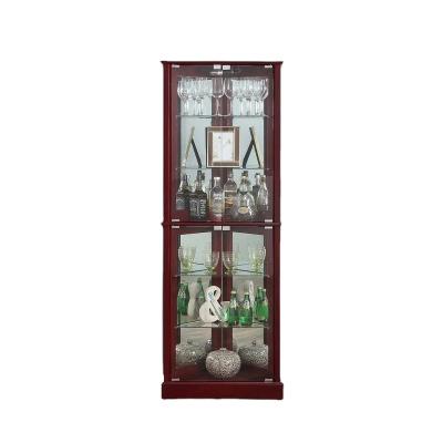 China K/D Woody Corner Curio Cabinet Glass Door 6 Shelves for sale