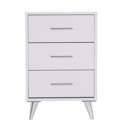 China K/D Mid Century Modern Storage Nightstand - 3 Drawer White for sale