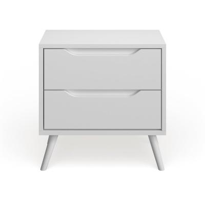 China K/D Mid Century Modern 2 Drawer Nightstand - White for sale