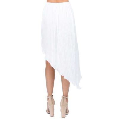 China 2021 Cool White Women Bottoms Pleated Asymmetric Skirt Breathable And Elegant for sale