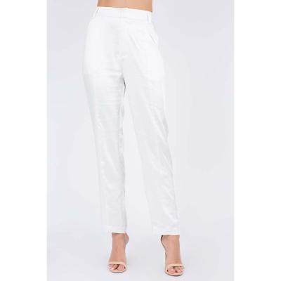 China Women's Casual Summer French Elegant Women's Straight Leg High Rise Satin Pants Loose Pants Solid Color for sale