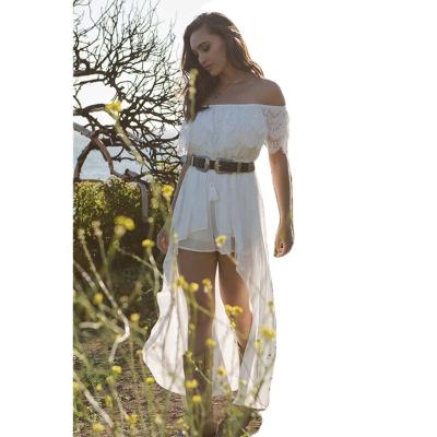 China Anti-pilling OFF THE SHOULDER LACE UP HI-LOW ROMPER for sale