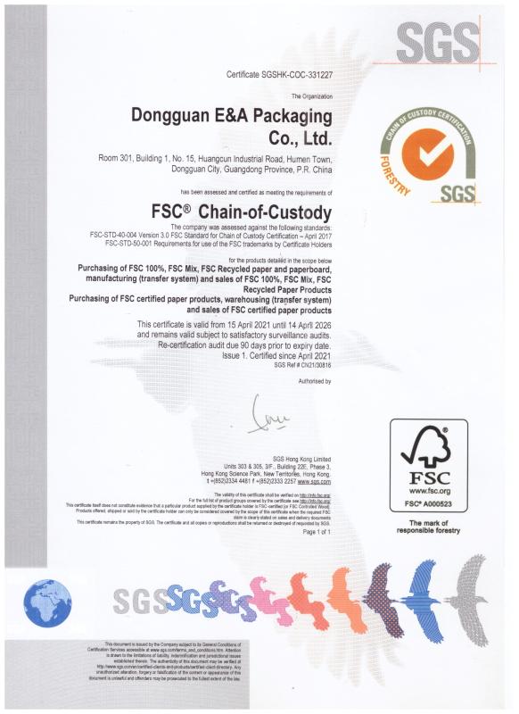 FSC - Dongguan E&A Packaging Co.,Ltd