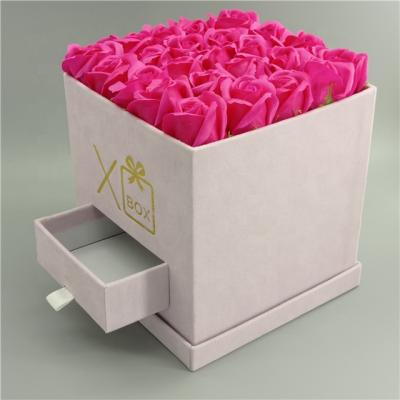 China Handmade Luxury Square Shape Flower Gift Drawer Boxes Packaging for sale