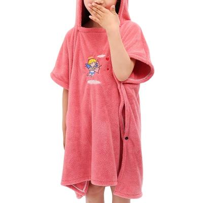 China QUICK DRY Custom Kids Bathrobe Coral Velvet Children's Bathrobe With Soft Cotton Towel Hoodie for sale