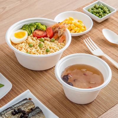 China Disposable Biodegradable Sugarcane Soup Paper Bowls Bagasse Pulp Compostable Container for sale