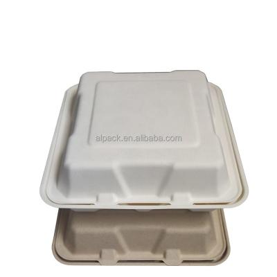 China Disposable Microwave Disposable Bagasse Take Out Food Containers Biodegradable Lunch Clamshell for sale