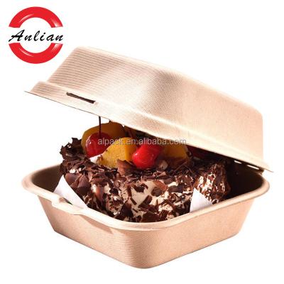 China Disposable Take Away Packaging Container Bagasse Burger Paper Biodegradable Clamshell for sale