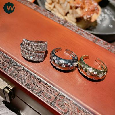 China FASHIONABLE Luminous Geometric Winding Zircon Gemstone Open Ring 18K Gold Plated Ring for sale