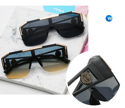 China 2021 Personality Trend Resin Frame Men And Women Big UV400 PC Sunglasses for sale