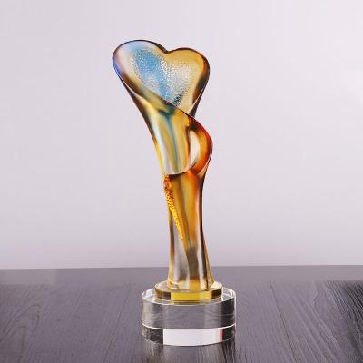 China Europe Customized Personality Trophy Award Color Crystal Glass Trophy Award for sale