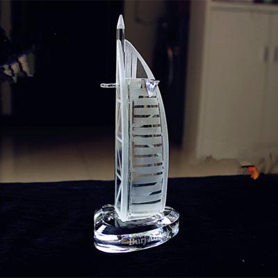 China China Crystal Glass Burj Al Arab Dubai Tower Craft Souvenir for sale