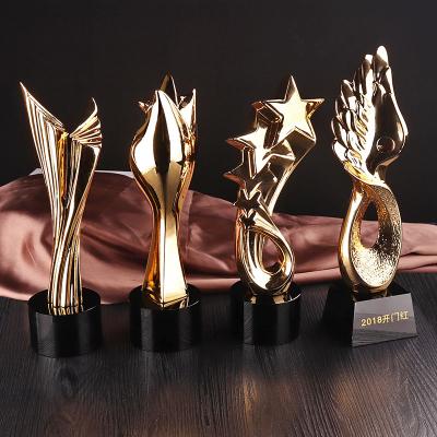 China Europe Awards Crystal Oscar Trophy Custom Metal Star Engraving Available for sale