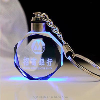 China Europe Custom 3D Laser Engraving Crystal Glass Key Chain For Birthday Souvenir Gifts for sale