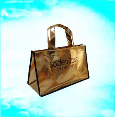 China Gold Handled Reusable Non Woven Lamination Bag /PP Laminated Shopping Bag for sale