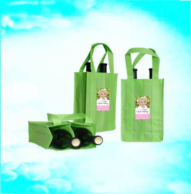 China Promotional Non Woven Fabric Logo Stamping Wine Bottle Bag for sale