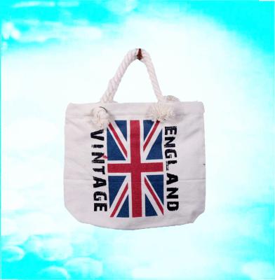 China Printed Shopping Bag Fashion Canvas Tote Bag Rope Handle for sale