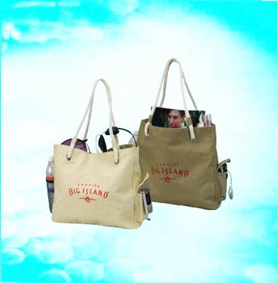 China Shopping Bag Fashion Cotton Tote Printed Canvas Bag Rope Handle for sale