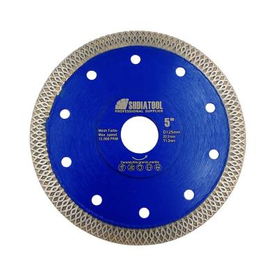 China Hot pressed Granite SHDIATOOL 125mm turbo x-shaped diamond tile marble saw blade diamond cutting disc for tile marble for sale