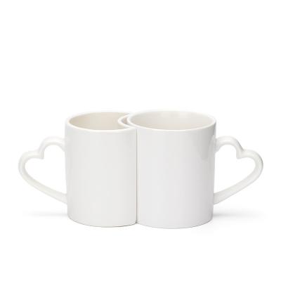 China Disposable Hot Sale Sublimation White Ceramic Lover Coffee Mug Tea Cup For Couples for sale