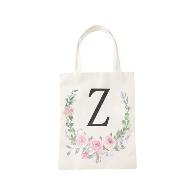 China Large Cotton Thickness Cloth Pure Canvas Strong Canvas Cloth Bag Folding A-Z Bag Tote Grocery Bags Sublimation Letters Printing Reusable for sale